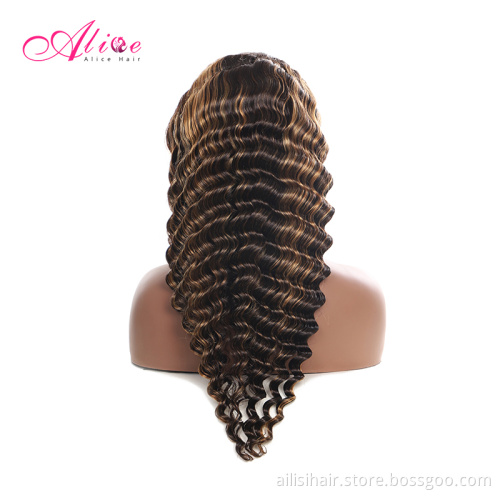 HD Pre plucked Bleached Knots Lace Frontal Wig Human Hair Highlight Color Deep Wave Wig Lace Front HD Frontal Hair Products